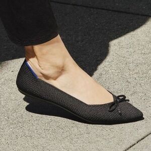 Rothy's Black Pointed Toe Bow Flats Size 6.5